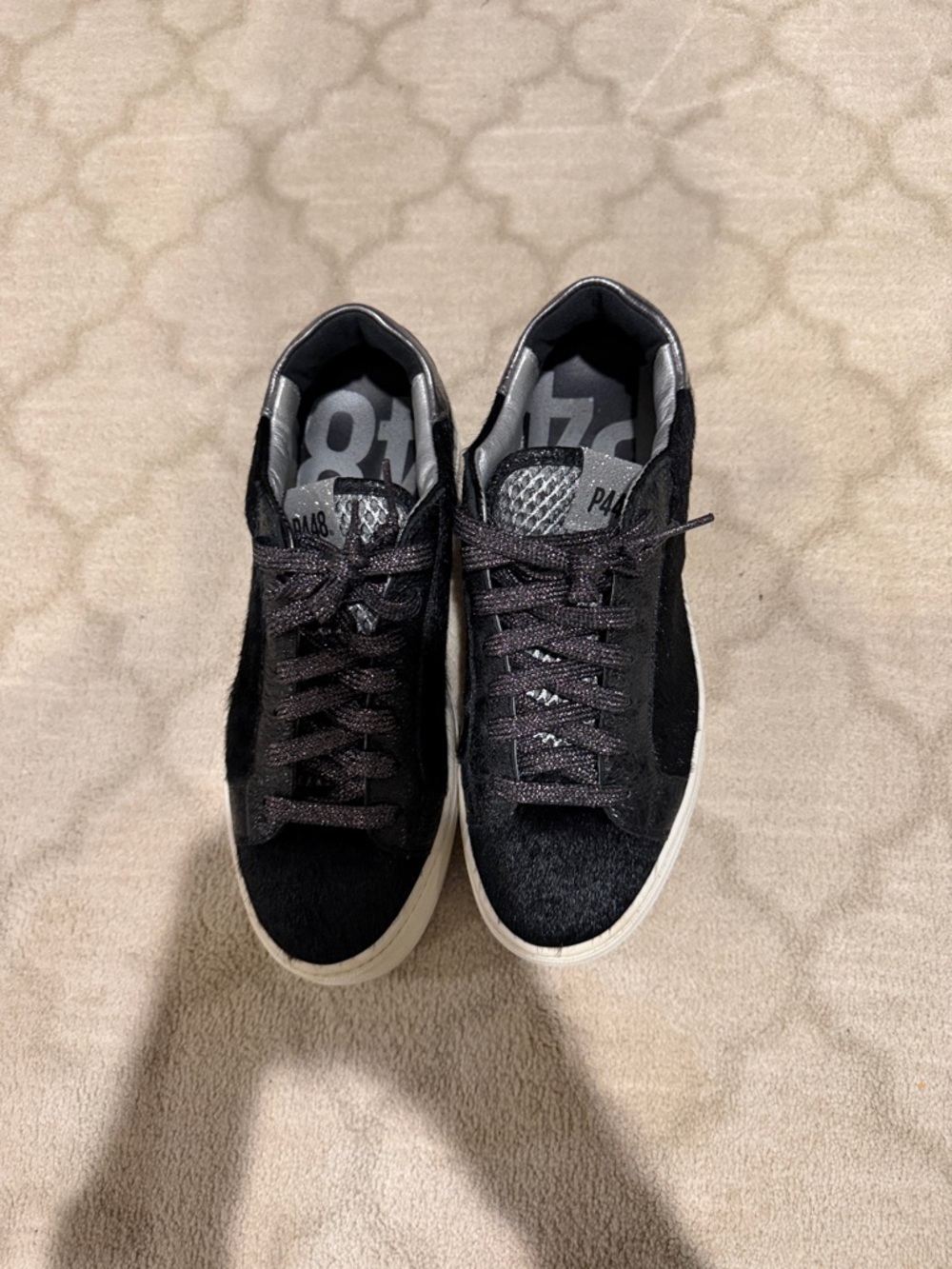 P448 Women's Black Low-Top Sneakers with White Sole